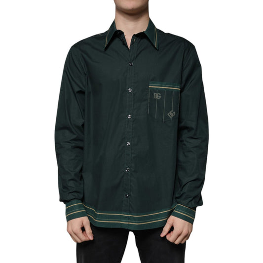 Dolce & Gabbana Green Logo Long Sleeve MARTINI Casual Shirt TSH87303-40