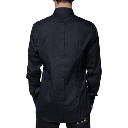 Dolce & Gabbana Black Cotton Blend Formal GOLD Dress Shirt