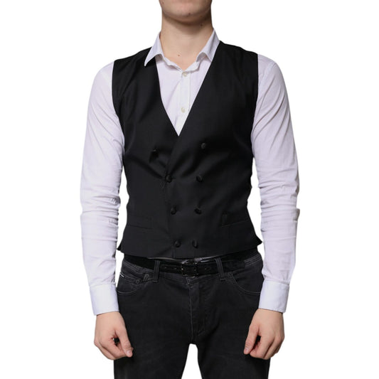 Dolce & Gabbana Black Wool Formal Dress Men Waistcoat Vest TSH87349-50