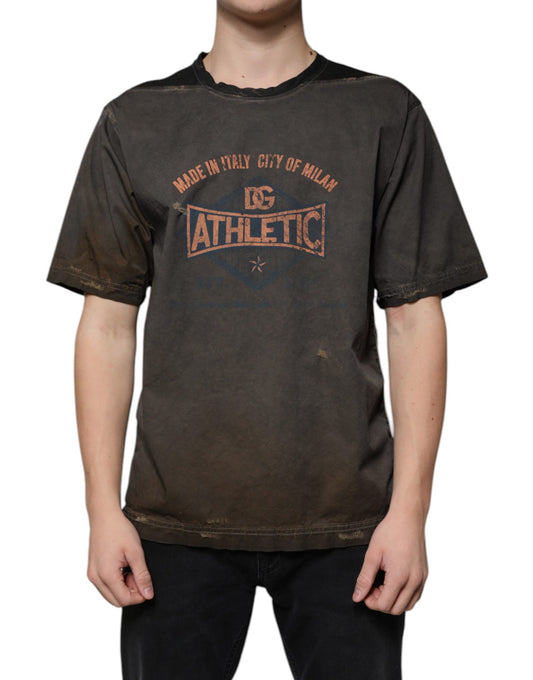 Dolce & Gabbana Brown Graphic Print Cotton Round Neck T-shirt TSH87302-48
