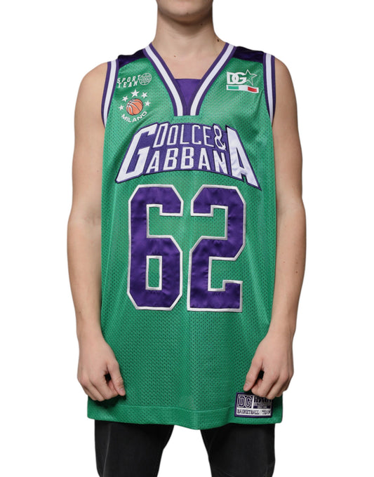 Dolce & Gabbana Green Polyester Jersey Sleeveless T-shirt TSH87309-40