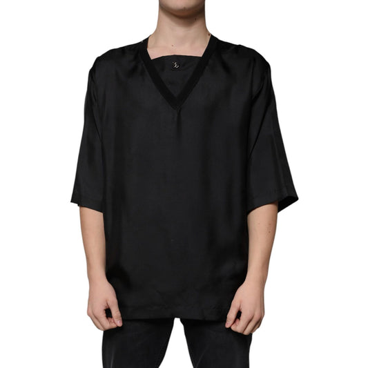 Dolce & Gabbana Black Cotton Square Neck Short Sleeve T-shirt TSH87310-50