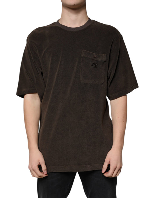 Dolce & Gabbana Brown Cotton Crew Neck Short Sleeves T-shirt TSH87311-48