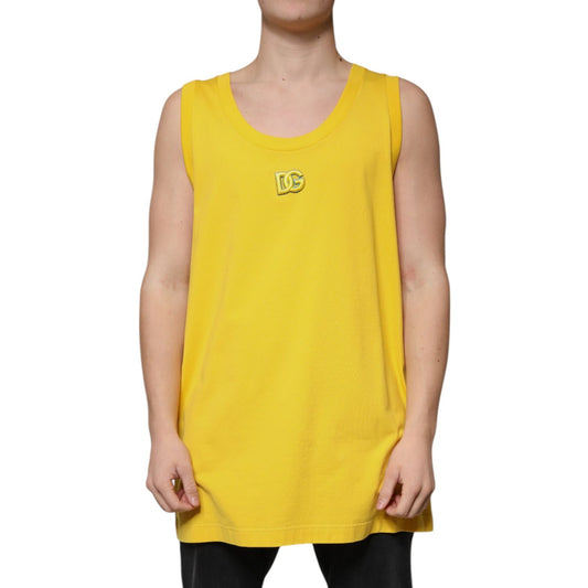 Dolce & Gabbana Yellow Cotton Round Neck Sleeveless T-shirt TSH87323-50