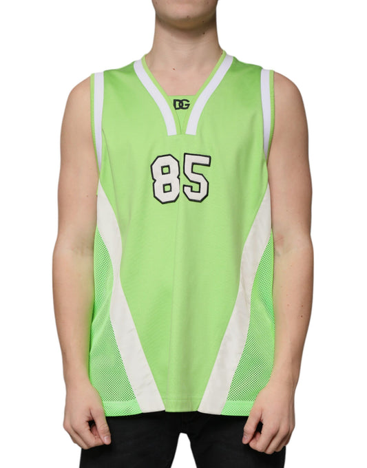 Dolce & Gabbana Green Polyester Jersey Sleeveless T-shirt TSH87328-48