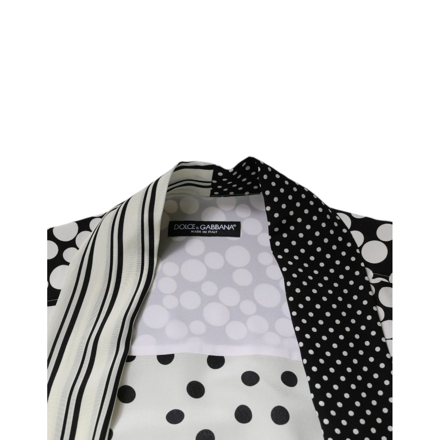 Dolce & Gabbana Black White Polka Dots Silk Men Casual Shirt