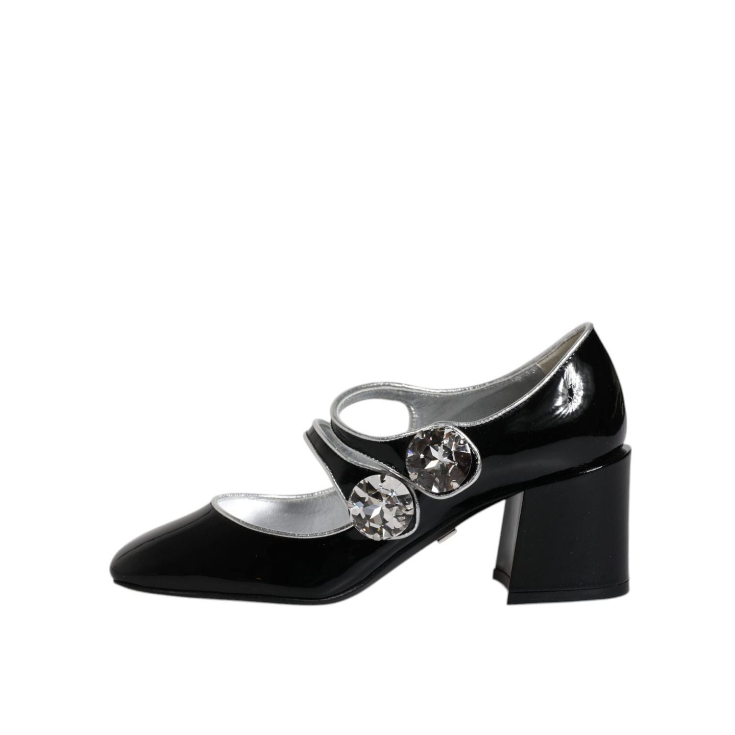Dolce & Gabbana Black Patent Leather Crystal Mary Jane Pumps Shoes