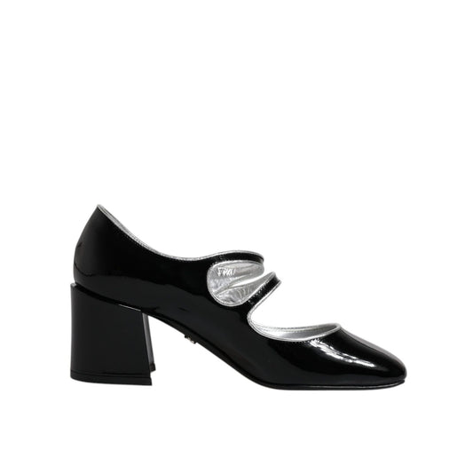 Dolce & Gabbana Black Patent Leather Crystal Mary Jane Pumps Shoes LA12041-35