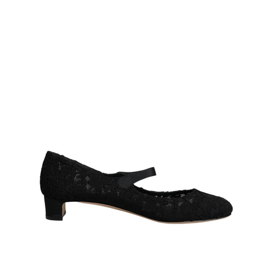 Dolce & Gabbana Black Mary Jane Taormina Lace Pumps Shoes LA12043-41
