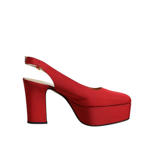 Dolce & Gabbana Red Platform Slingback Heels Sandals Shoes LA12056-37.5