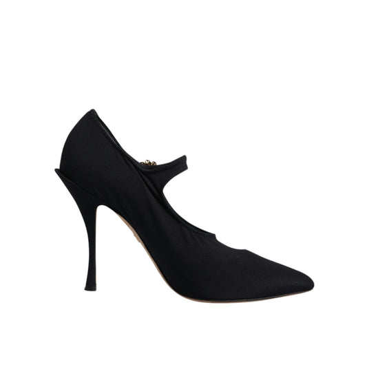 Dolce & Gabbana Black Mary Jane Stretch Crystal Pumps Shoes LA12061-38