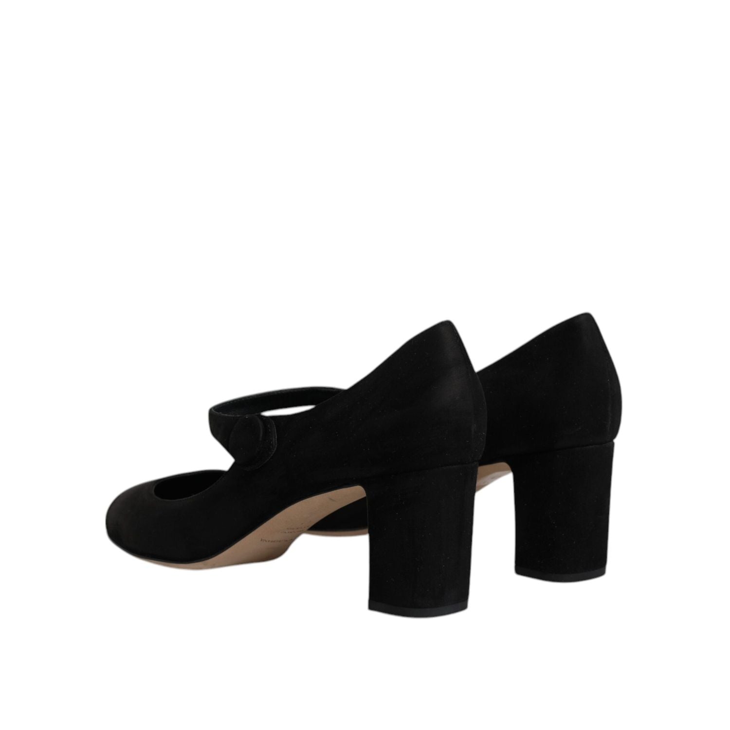 Dolce & Gabbana Black Suede Leather Block Heels Pumps Shoes