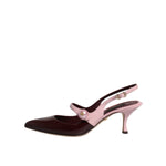 Dolce & Gabbana Pink Maroon Leather Kitten Heels Slingbacks Shoes