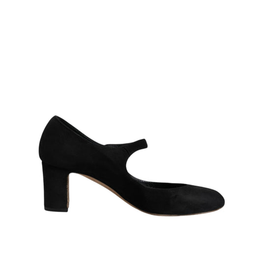 Dolce & Gabbana Black Suede Leather KEIRA Heels Pumps Shoes LA12120-38.5