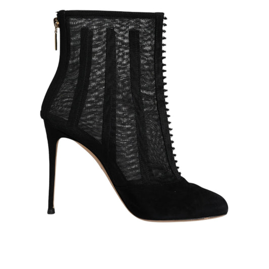 Dolce & Gabbana Black Mesh Stiletto Heels Ankle Boots Shoes LA12122-41