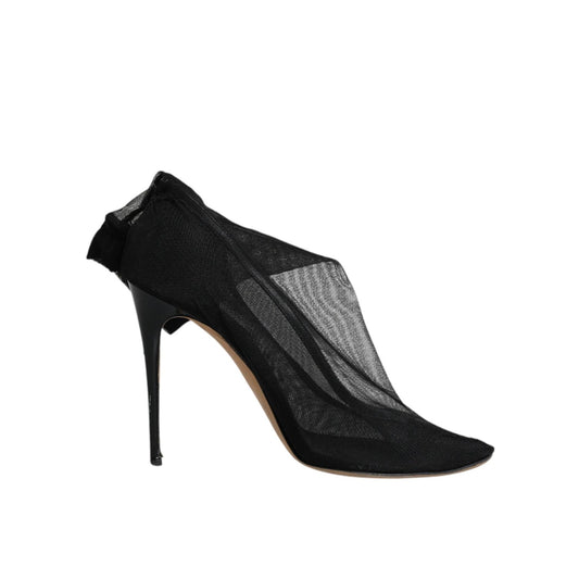 Dolce & Gabbana Black Nylon Stretch Mesh Sock Boots Shoes LA12131-39