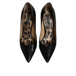 Dolce & Gabbana Black Calf Leather Stiletto Heels Pumps Shoes