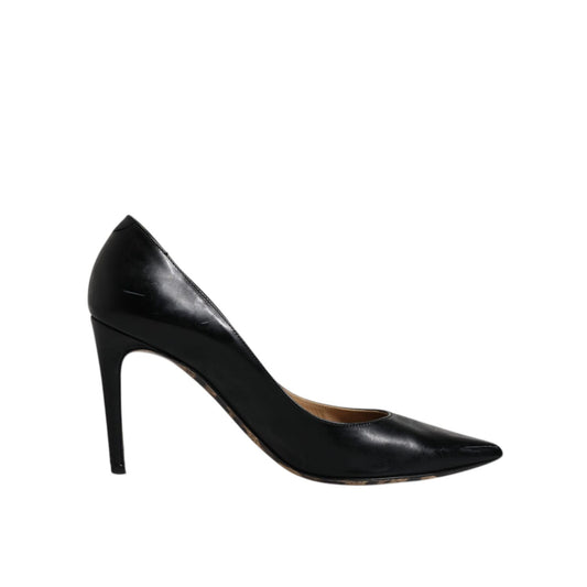 Dolce & Gabbana Black Calf Leather Stiletto Heels Pumps Shoes LA12140-38