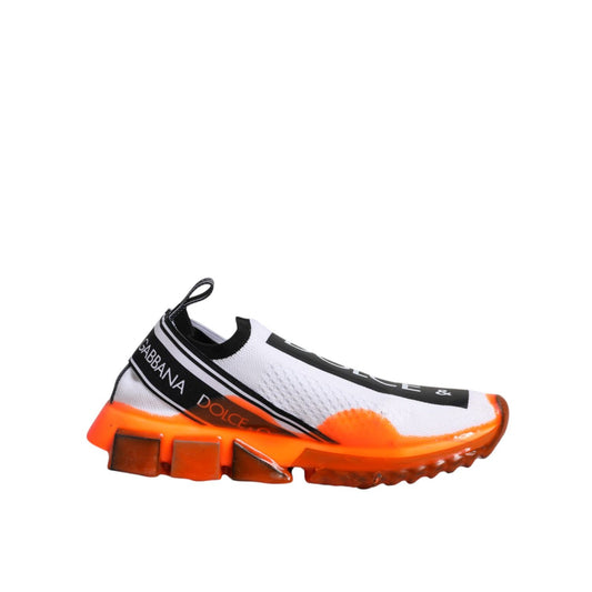 Dolce & Gabbana White Orange Slip On Sorrento Sneakers Shoes LA12151-38