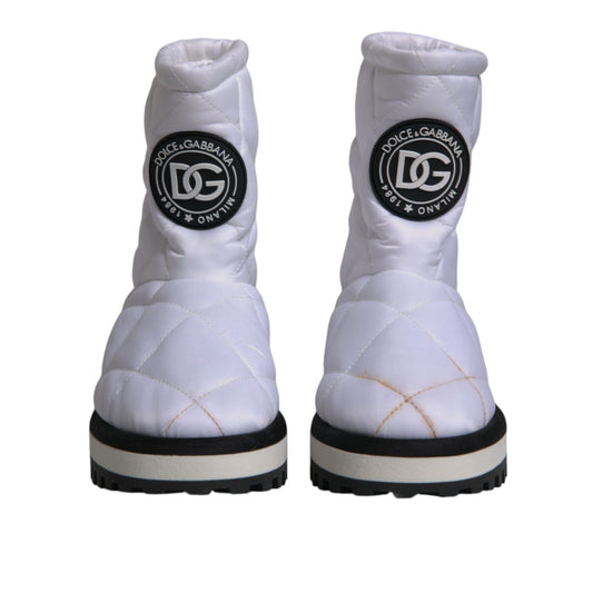 Dolce & Gabbana White Viscose Padded Mid Calf Boots Shoes LA12200-38