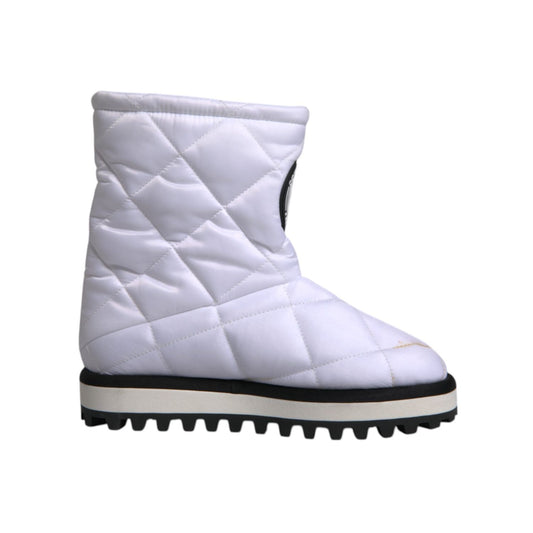 Dolce & Gabbana White Viscose Padded Mid Calf Boots Shoes LA12200-38