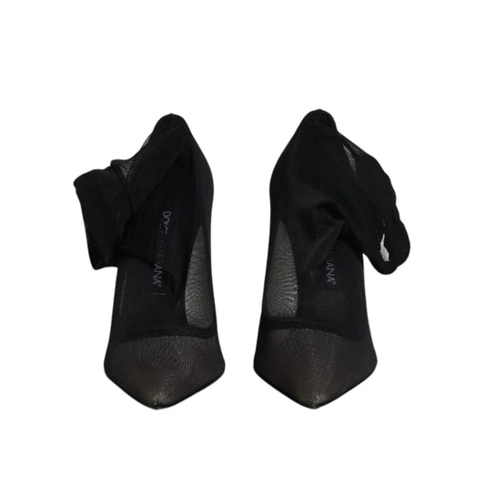 Dolce & Gabbana Black Viscose Mesh Sock Style Boots Shoes LA12208-38