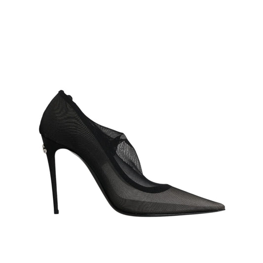 Dolce & Gabbana Black Viscose Mesh Sock Style Boots Shoes LA12208-38