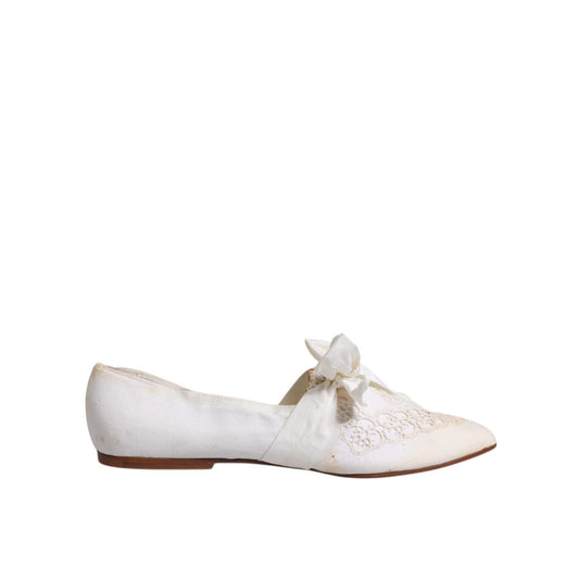 Dolce & Gabbana White Ribbon Fabric Ballerina Flats Shoes LA12214-40