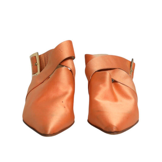 Dolce & Gabbana Orange Kitten Heels Slingback Sandals Shoes LA12217-40