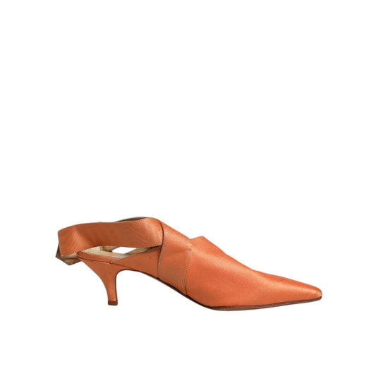 Dolce & Gabbana Orange Kitten Heels Slingback Sandals Shoes LA12217-40
