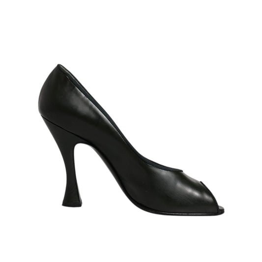 Dolce & Gabbana Green Leather Peep Toe Heels Pumps Shoes LA12220-39