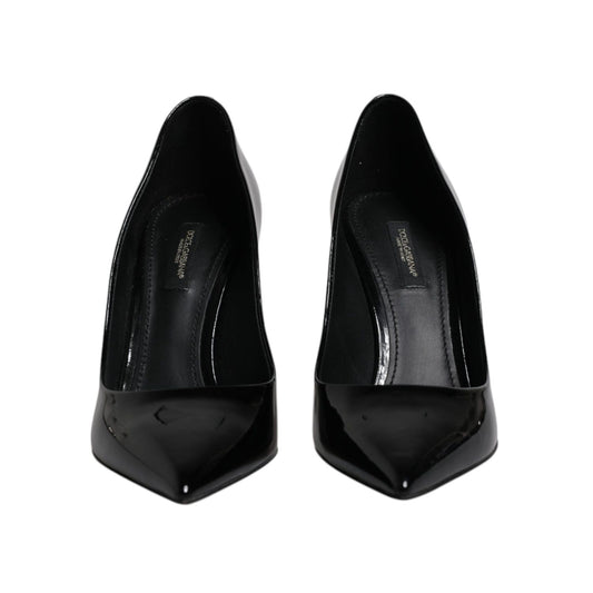 Dolce & Gabbana Black Patent Leather High Heels Pumps Shoes LA12227-37.5