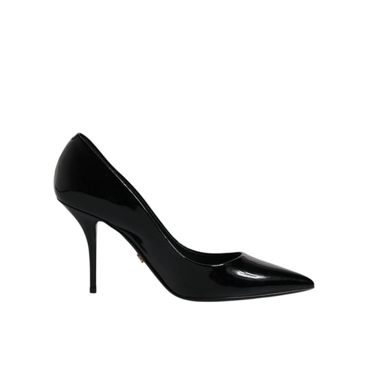 Dolce & Gabbana Black Patent Leather High Heels Pumps Shoes LA12227-37.5