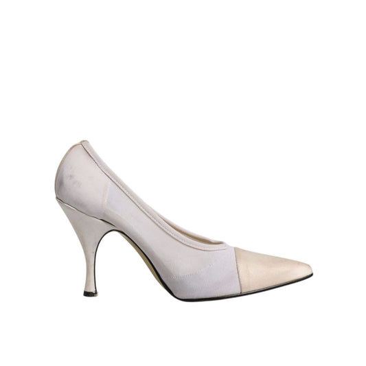 Dolce & Gabbana White Beige Leather High Heels Pumps Shoes LA12230-39