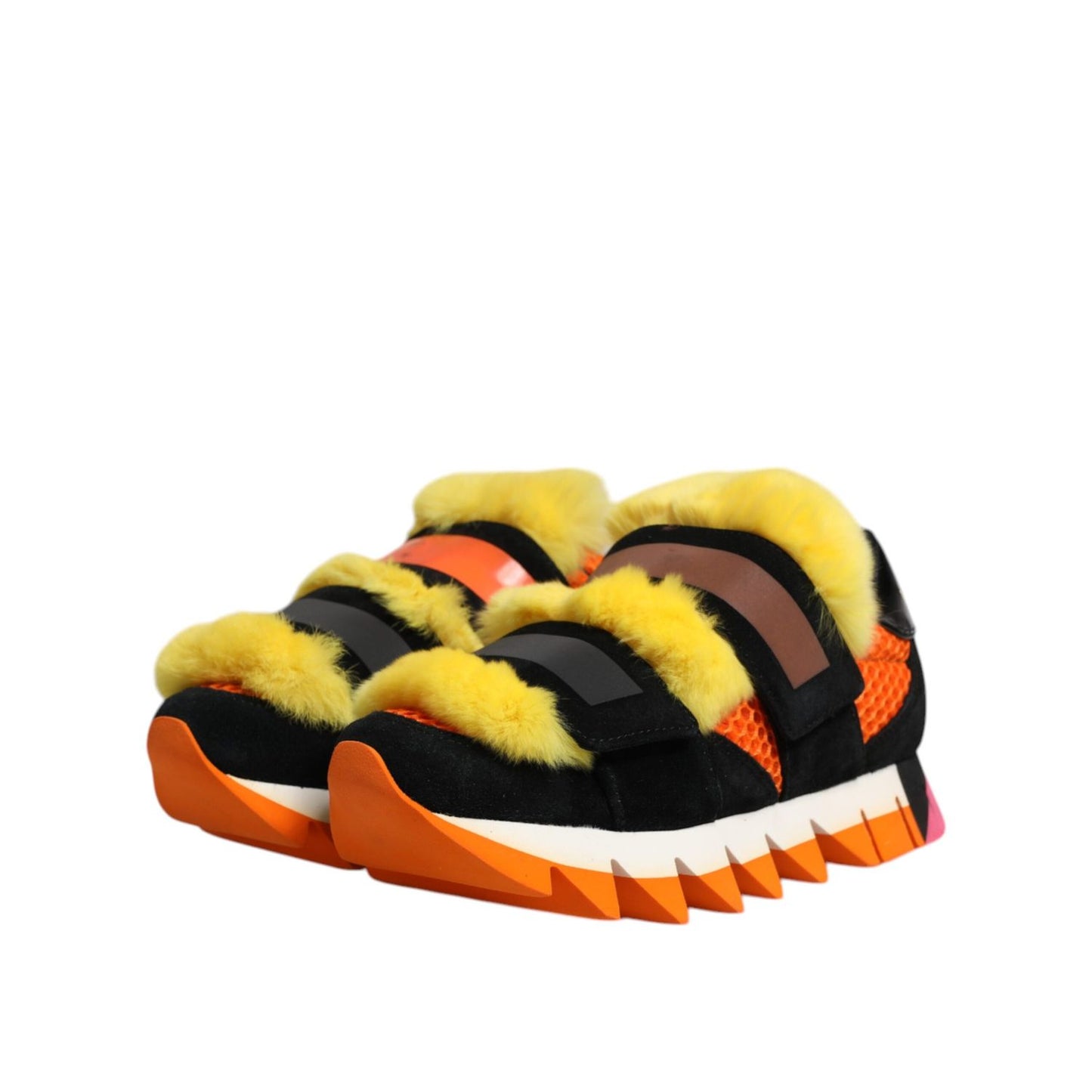 Dolce & Gabbana Multicolor Fur Embellished Sneakers Shoes