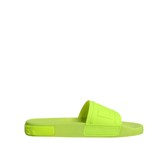 Dolce & Gabbana Green Rubber Slides Sandals Beachwear Shoes LA12242-40