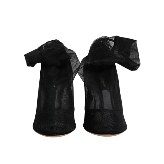 Dolce & Gabbana Black Nylon Mesh Sock Style Boots Shoes LA12245-35