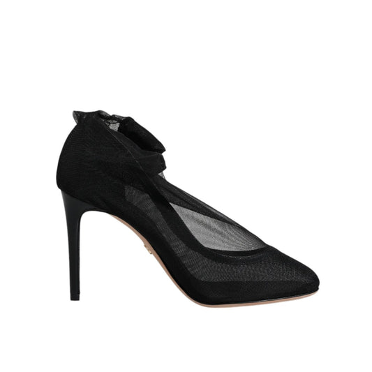 Dolce & Gabbana Black Nylon Mesh Sock Style Boots Shoes LA12245-35