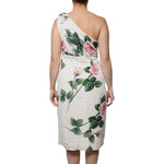 Dolce & Gabbana White Floral Silk One Shoulder Midi Dress DR81492-48