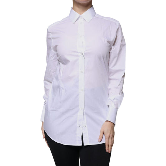 Dolce & Gabbana White Cotton Collared Long Sleeves Shirt Top TSH84303-38