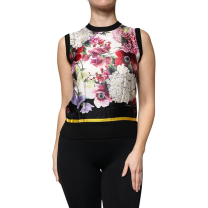 Dolce & Gabbana Multicolor Floral Silk Sleeveless Tank Blouse Top