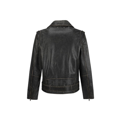 Golden Goose Brown Calf Leather Bos Taurus Biker Jacket