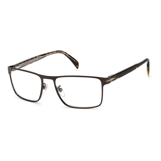 David Beckham Brown Metal Frames DB-1067-05N glasses with rectangular design and tortoise shell temples.