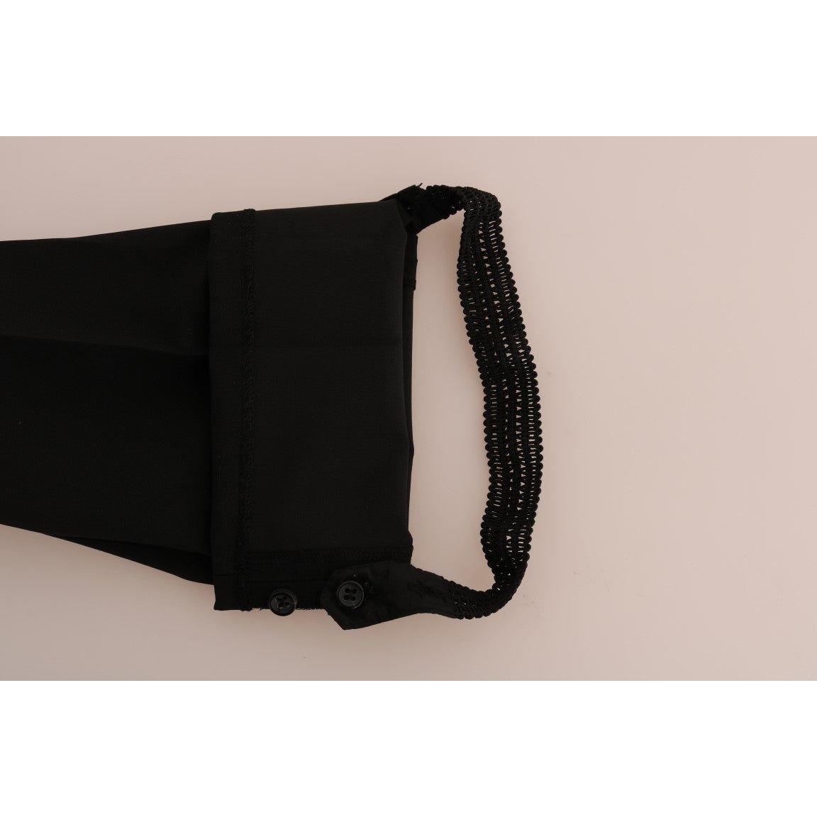 光滑黑色马镫紧身裤