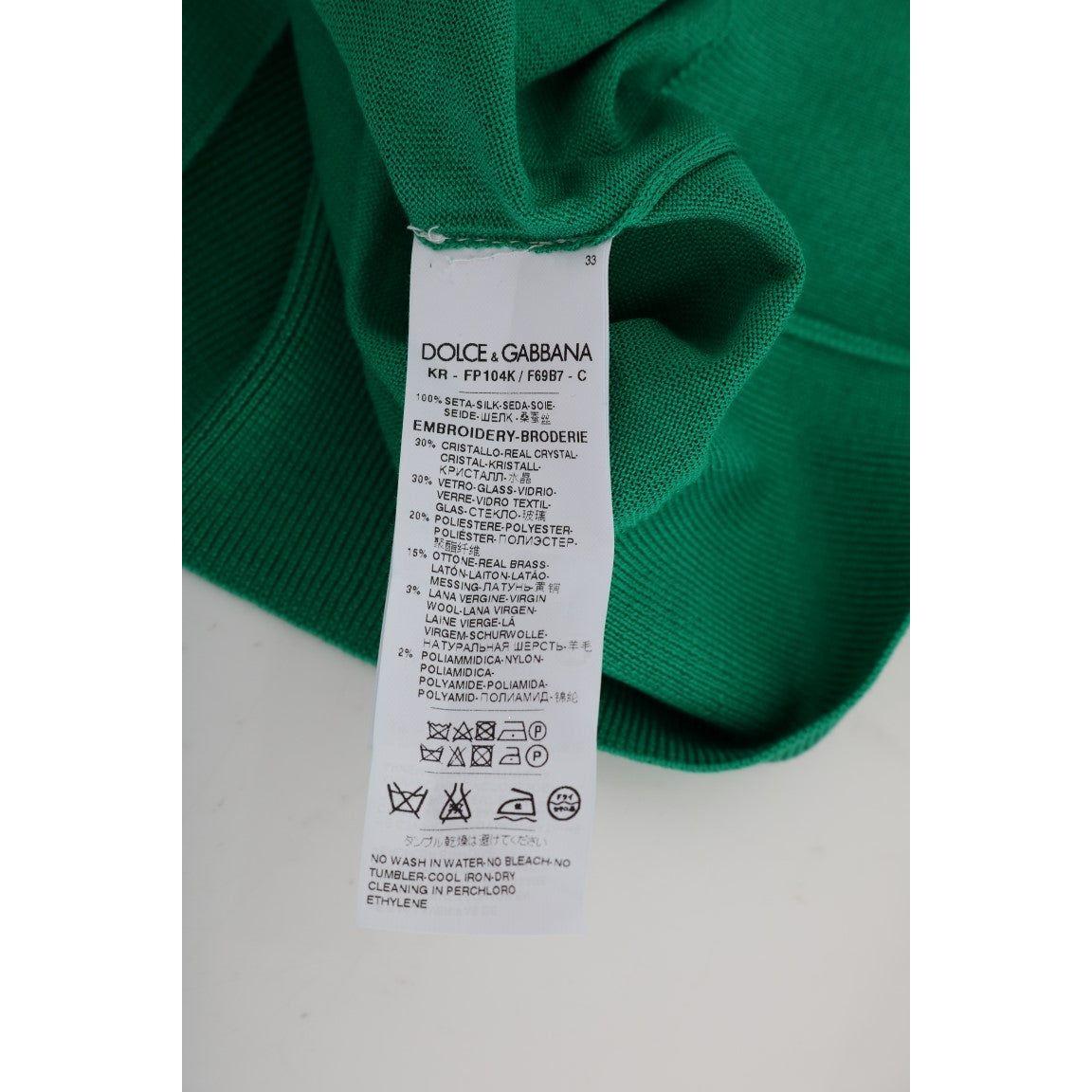 缀饰绿色真丝套衫