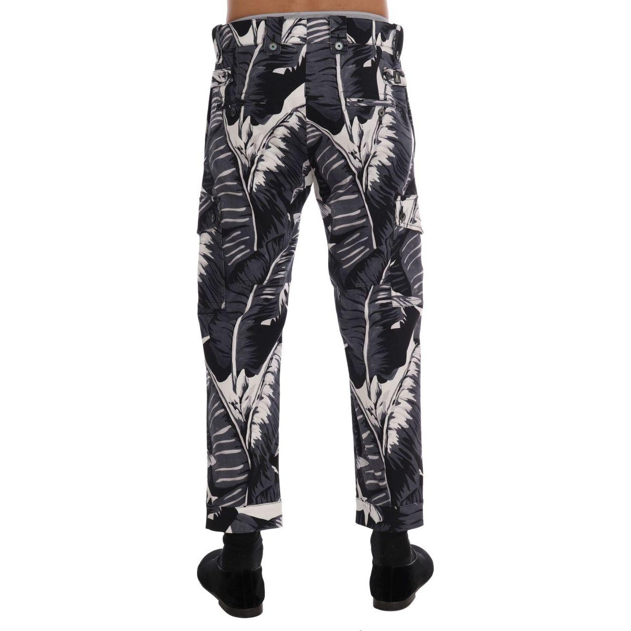 Dolce & Gabbana Gray Banana Leaf Cotton Pants PAN60809-2