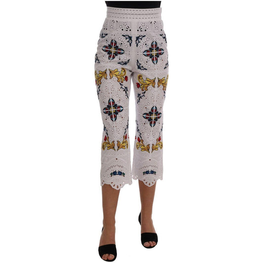 Dolce & Gabbana Mulicolor Majolica Cutout Capri Pants BYX1222-4