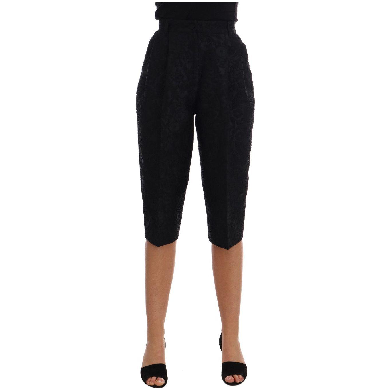 Dolce & Gabbana Black Brocade High Waist Capri Shorts BYX1226-5