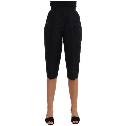 Dolce & Gabbana Black Brocade High Waist Capri Shorts BYX1226-5