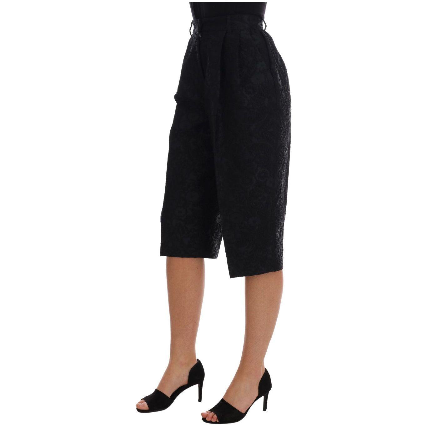 Dolce & Gabbana Black Brocade High Waist Capri Shorts BYX1226-5
